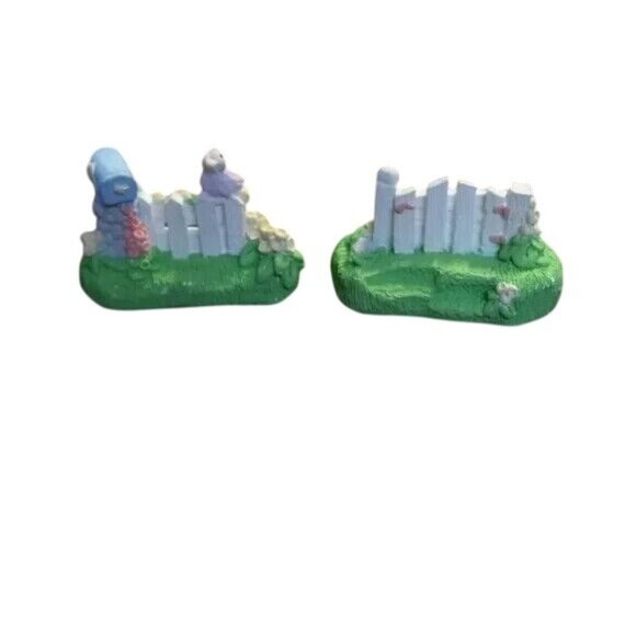 Easter Spring Set Of 5 Hand Painted Bunny Figurines Mini Fence Decor Rabbit - Picture 2 of 15